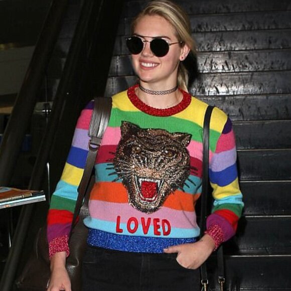 NWT Gucci Stripe Sequin Embroidered Tiger Wool Sweater - Picture 1 of 16